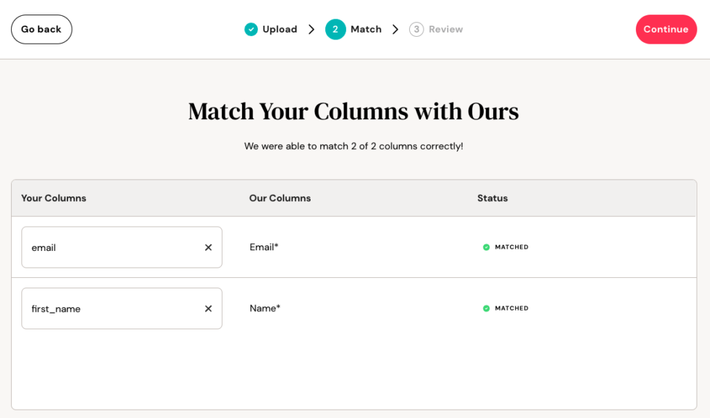 Fuse check matching columns step