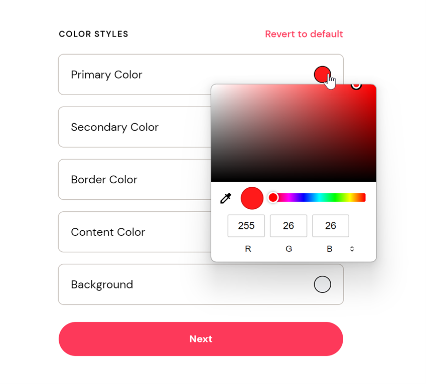 Customize the colors